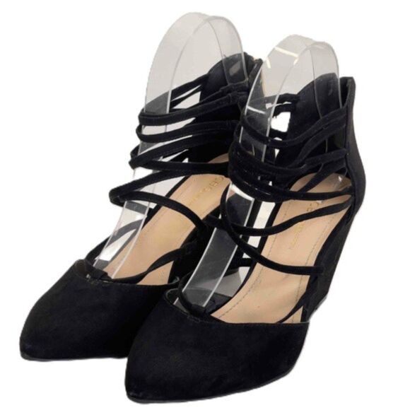 BCBGeneration Zolee2 Suede Black Womens Pointy Toe Wedge Heels Size 7M - Picture 2 of 9